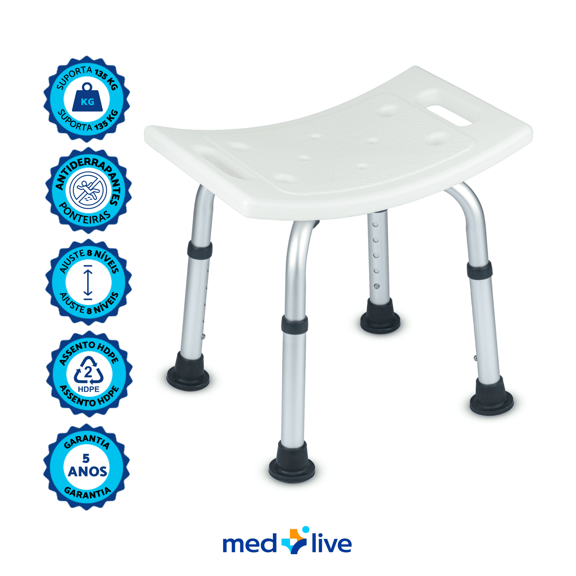 Banqueta de banho sem encosto — Med Live Well