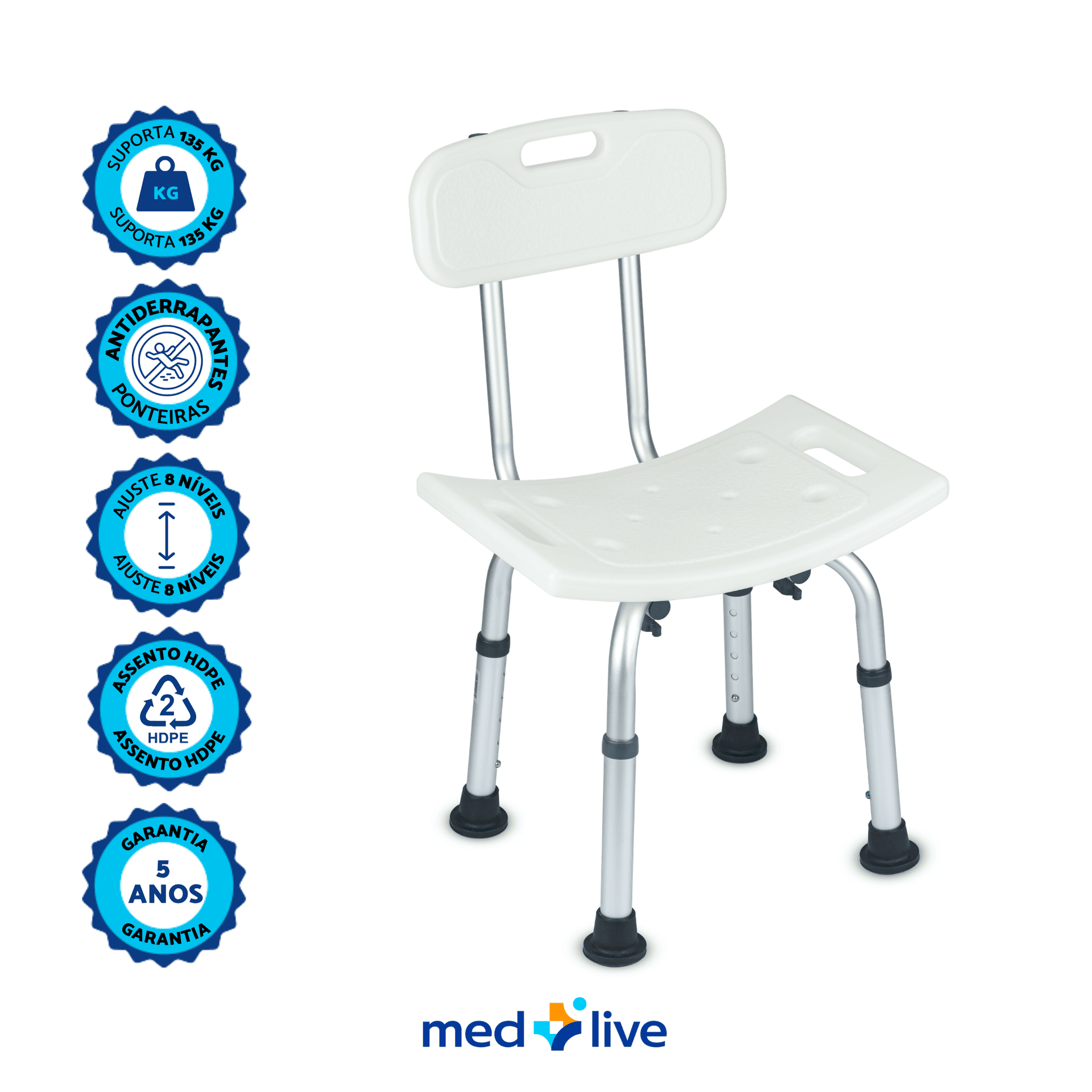 Banqueta de banho com encosto — Med Live Well