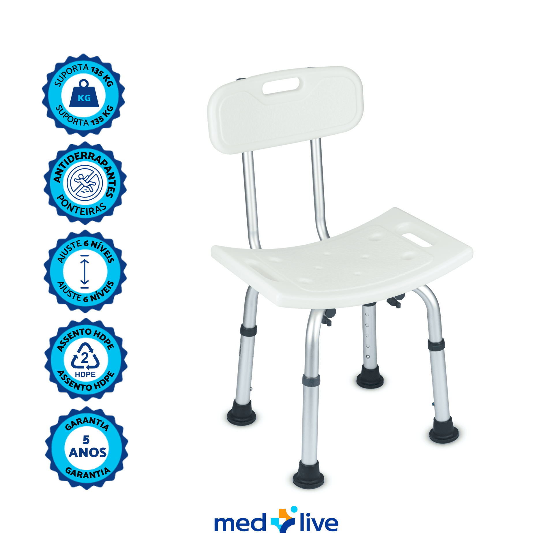 Banqueta para Banho com Encosto — Med Live Well